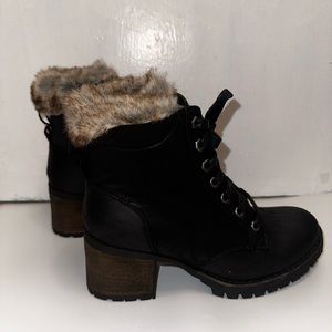 Steve Madden Leather Heeled Boot with Faux Fur